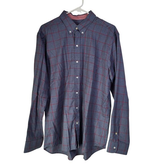 J. McLaughlin Other - J. McLaughlin Men's Dress Shirt Button Down Modern Fit XL Blue Red Pattern